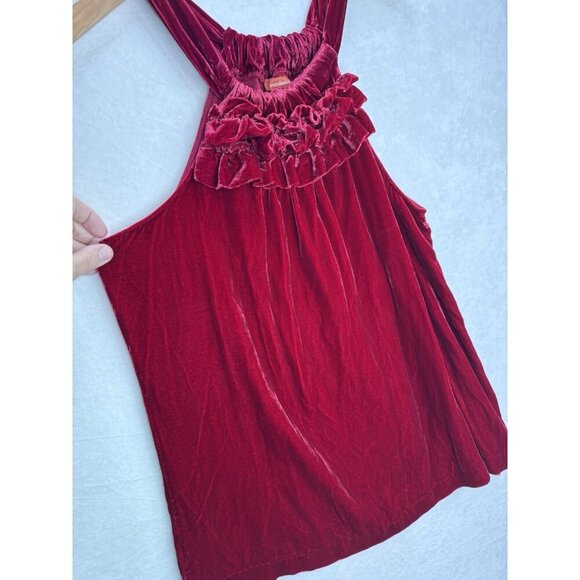 Sundance Women's Raspberry Velvet Ruffle Tank Top Size Large - Picture 7 of 11